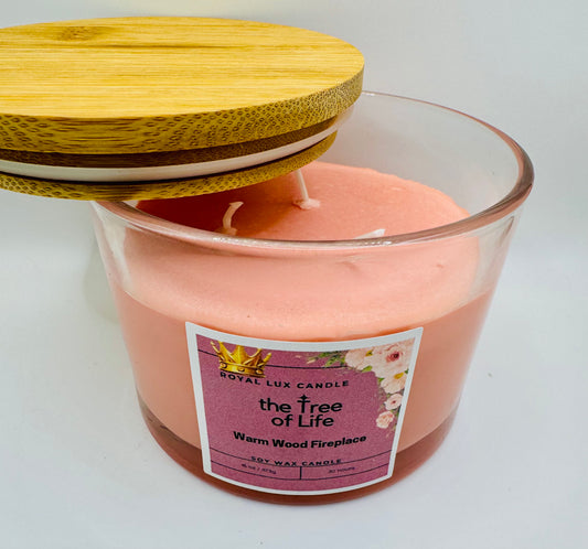 Warm cozy Wood Fireplace 18 oz Candle